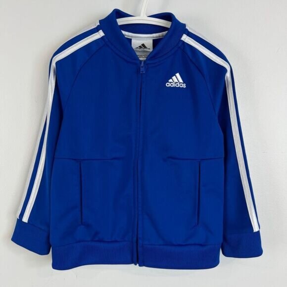 Adidas Toddler Size 3T Blue Full Zip Activewear Jacket Tracksuit Unisex Boy Girl - Picture 11 of 12